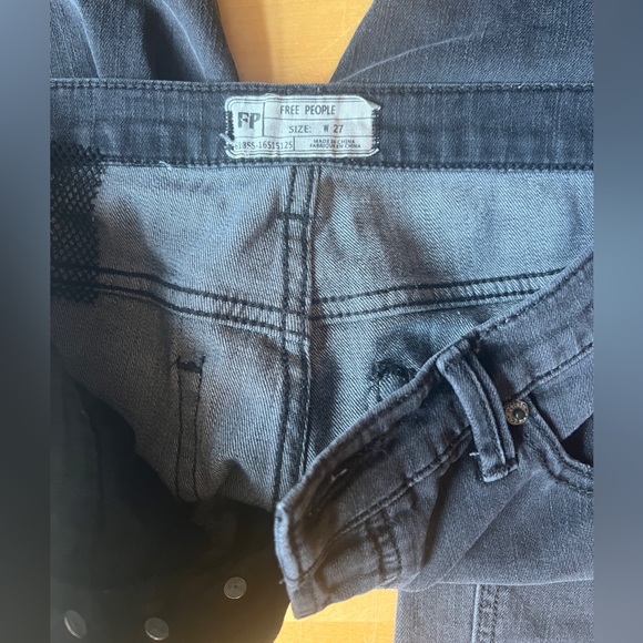 Free People black distressed fishnet jeans - Picture 8 of 11